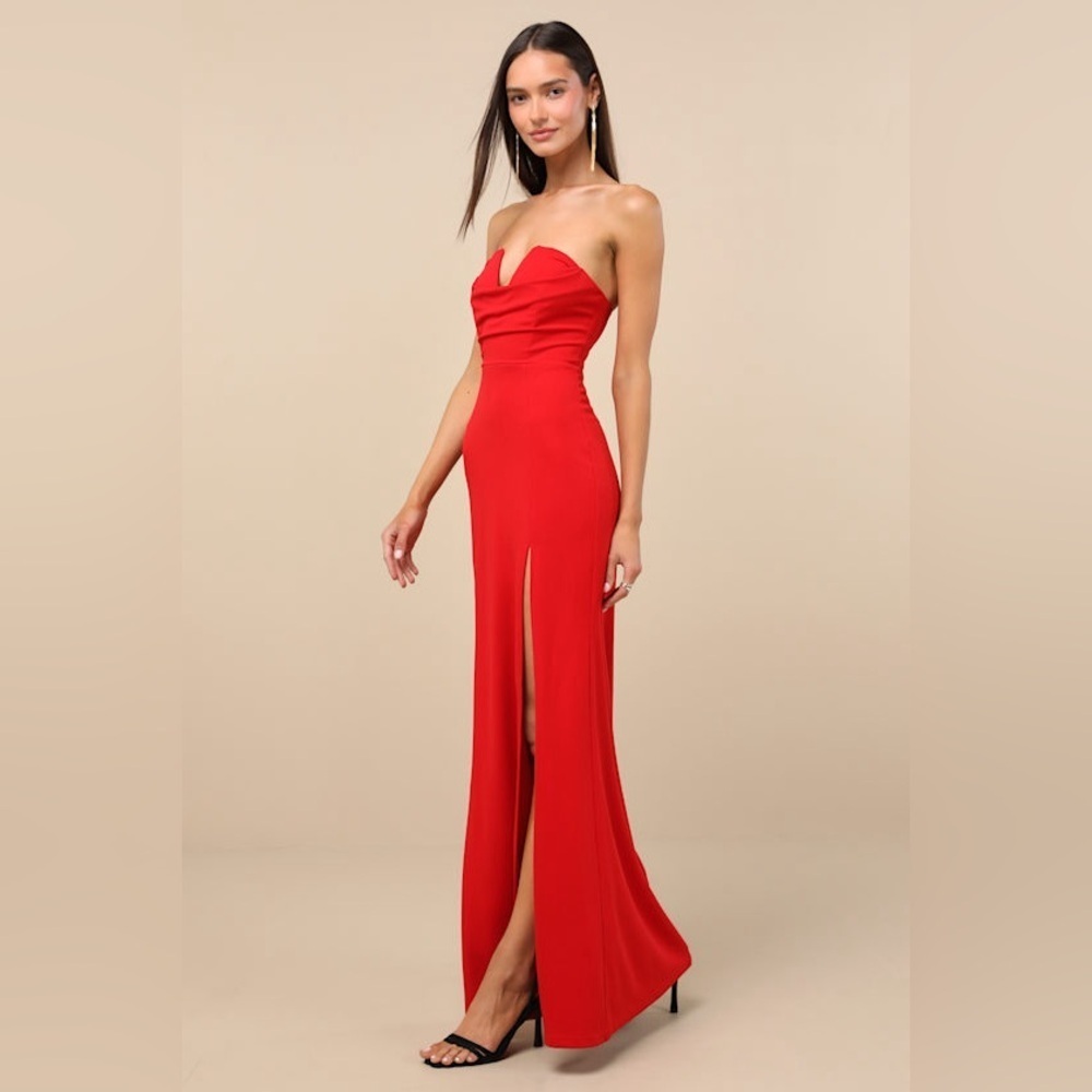 LULU’S EFFORTLESS RADIANCE STRAPLESS MERMAID MAXI DRESS - Picture 4 of 15
